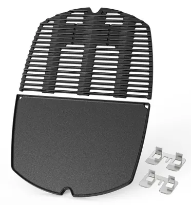 Grillplatte und Grillrost aus Gusseisen, 45 x 31,5 cm, für Weber Q300/Q320