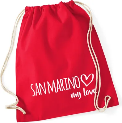 Produktbild von Huuraa Turnbeutel San Marino my love 12 Liter Classic Red Baumwolle Rucksack Geschenkidee