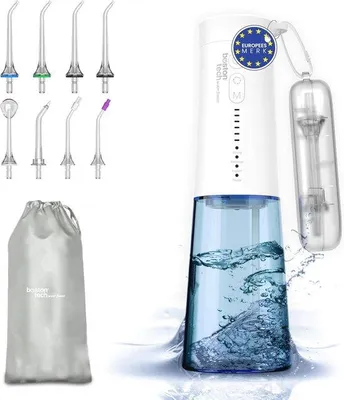 Produktbild von Famanu Tragbare Wasserflosser - Entfernt Plaque mit 8 Aufsätzen und 6 Druckstufen