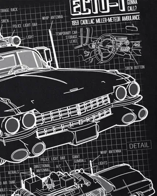 Produktbild von style3 ECTO-1 Blaupause Herren T-Shirt geisterjäger