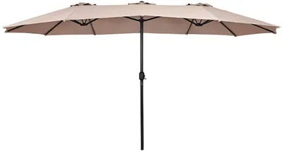 Produktbild von GOPLUS 2,7m x 4,6 m Sonnenschirm mit Eisengestell, Marktschirm mit Kurbelsystem, Doppelsonnenschirm für Sonnenschutz, Gartenschirm (Beige)