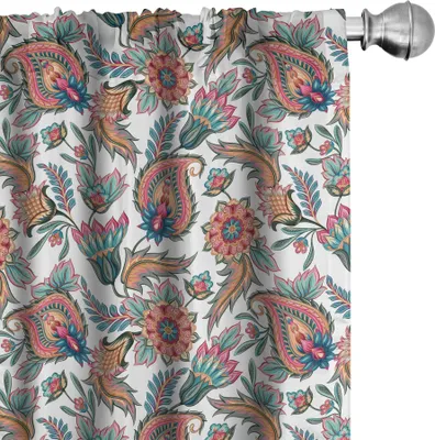Produktbild von ABAKUHAUS Paisley Vorhänge, Gardinen, Klassische Stammesmotive mit Blumenblättern und anderen dekorativen Details Bild, 2 Stück 75 x 175 cm, Mehrfarbig
