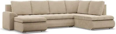 Produktbild von U-Sofa mit Schlaffunktion Foresta, Ottomane, Cord - Beige