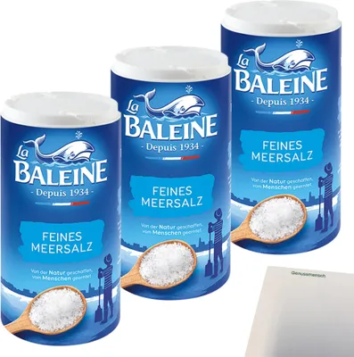 Produktbild von La Baleine Meersalz fein Streuer 3er Pack (3x500g Packung) + usy Block
