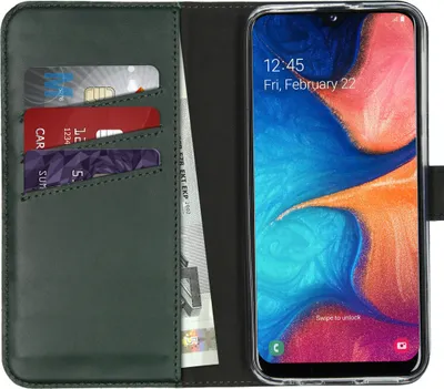 Produktbild von Selencia Echtleder Klapphülle Samsung Galaxy A20e - Grün