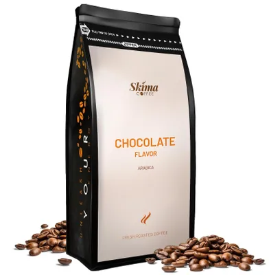 Produktbild von Kaffeebohnen 1 kg SCHOKOLADENGENUSS aromatisiert 100 % Arabica frisch geröstet für Vollautomaten + Tassenuntersetzer