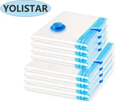 Produktbild von Vakuum-Aufbewahrungsbeutel, 8er-Pack (4 x 80 x 60 cm + 4 x 60 x 40 cm), Reise-Vakuum-Aufbewahrungsbeutel für Kleidung, Decken, Bettdecken