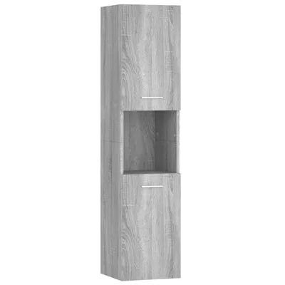 Produktbild von vidaXL Badezimmerschrank Grau Sonoma 30x30x130 cm Holzwerkstoff