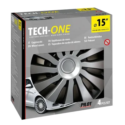 Immagine prodotto di Set di copricerchi universali Sepang argento e nero da 15" con 4 pezzi