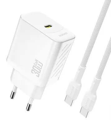 Zdjęcie produktu dla DUDAO Dudao A27PCEU Adapter 30Watt 1xUSB-C 1m USB-C to cable included Hvid