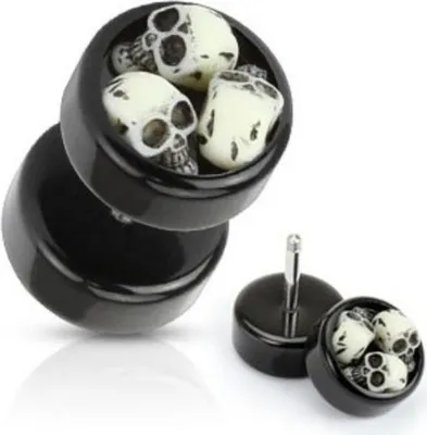 Produktbild von Fake Plug Piercing Ohrstecker Totenköpfe
