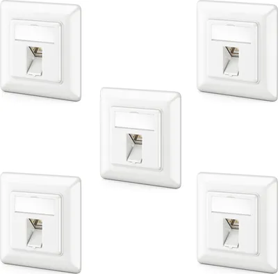 Produktbild von deleyCON 5x CAT6a Keystone Netzwerkdosen Set Unterputz 5x Netzwerkdose 5x Keystone Modul STP Geschirmt Metall Gehäuse RJ45 Keystone Jack Datendose Netzwerkkabel