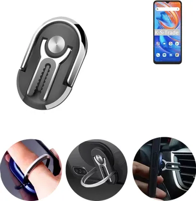 Produktbild von K-S-Trade 3in1 Smartphone-Ring Handy-Ring kompatibel mit UMIDIGI A13 Fingerhalterung  Handyring Tischständer Lüftungsgitter-Halterung Tisch Ständer