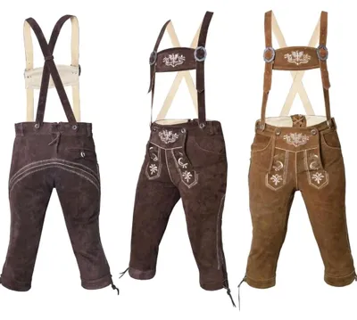 Immagine prodotto di Solidchoice - Pantaloni tradizionali in pelle da uomo, con ricami - Marrone/Marrone scuro