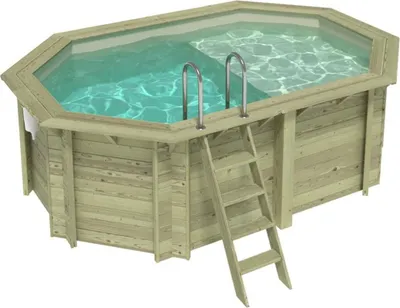 Produktbild von Pool NEMO 4.3 x 3 - H.1.31 m mit Liegefläche, sandfarben, mit am Beton verschraubten Stahlprofilen