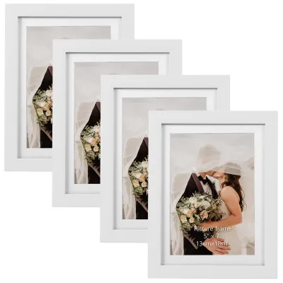 Immagine prodotto di Set di 4 cornici EXYGLO, dimensioni 13x18 cm con passepartout o 15x20 cm senza passepartout