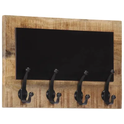 Image de vidaXL Portemanteau mural avec 4 crochets 2 pcs. Bois massif de mangue