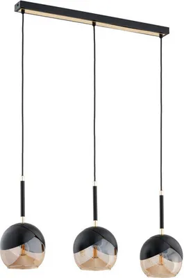 Immagine prodotto di Lampada a sospensione allungata nera con tre sfere di vetro MILTONA 3xE27 15W ALF62416 Alfa