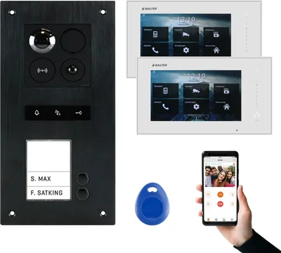 Produktbild von BALTER ERA Schwarz RFID 2-Draht BUS IP 7" WiFi Video Türstation 150° Weitwinkelobjektiv iOS Android App für 2 Teilnehmer