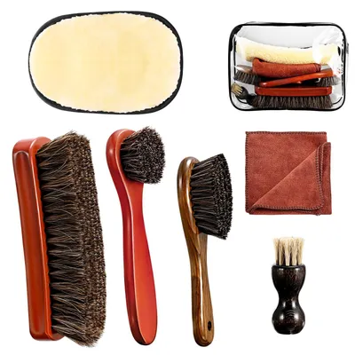 Productafbeelding van Schoenborstel schoenenborstel - Crin paardenhaar - Set van 6 stuks - Schoenreinigingsset