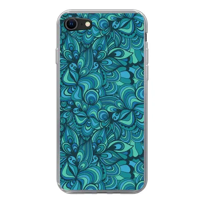 Produktbild von MuchoWow® Handyhülle Schutzhülle Hülle für iPhone SE 2022 Design - Vintage - Blau - Türkis Silikon Softcase Handy Hülle - Schutzhülle