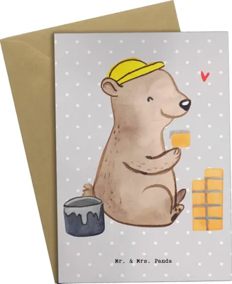 Produktbild von Mr. & Mrs. Panda Grußkarte Maurer Herz - Grau Pastell - Geschenk, Handwerker, hochzeitskarten, weihnachtskarten, kommunionskarte, Gesellenprüfung, einladungskarten