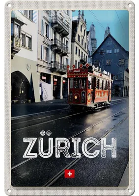 Produktbild von Blechschild Reise 20x30cm Zürich Schweiz Jelmoli Straßenbahn