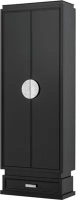 Produktbild von Casa Padrino Luxus Schrank Schwarz Massivholz Nickel Griffe - Wohnzimmer Schrank Barock Jugendstil Rokoko Ladeneinrichtung - Luxus Hotel & Boutique Möbel