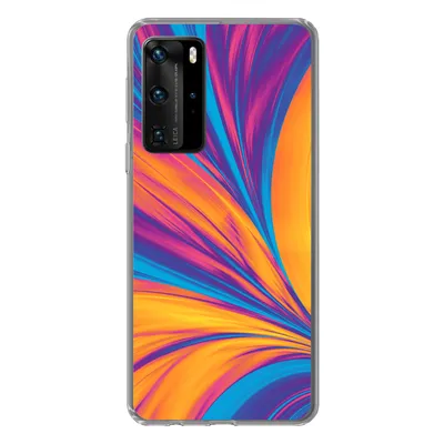 Produktbild von MuchoWow® Handyhülle Schutzhülle Hülle für Huawei P40 Pro Federn - Regenbogen - Neon - Abstrakt Silikon Softcase Handy Hülle - Schutz