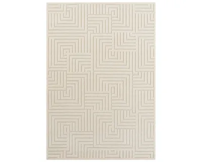 Zdjęcie produktu dla Dywan do salonu 120x170cm, nowoczesny kremowy dywan 3d, wzór labirynt