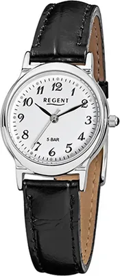 Produktbild von Regent Damen-Armbanduhr schwarz Analog F-013 Leder-Armband D2URF013