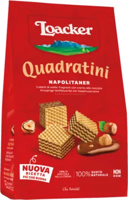 Obrázek produktu pro Loacker Quadratini Napolitan oplatkové plátky ve formě kostek 125g