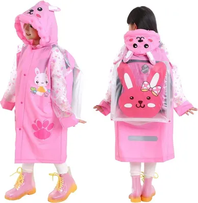 Produktbild von Kinder-Regenmantel für Kinder, Regenmantel für Mädchen und Jungen, wiederverwendbar, Regenponcho, Jacke, Ausrüstung, Schulranzenposition, verstaubare Regenbekleidung