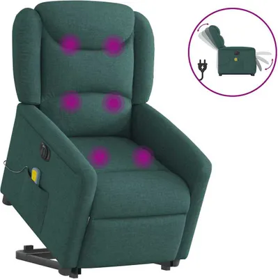 Image de Fauteuil inclinable de massage électrique Vert foncé Tissu