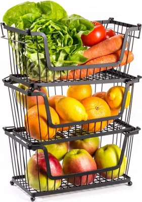 Produktbild von Vilde | Obstkorb Set - Schwarz - 3 Stück - Metall - Stabilität - Küchenorganisation