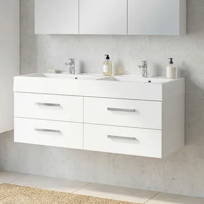 Produktbild von Quentis Doppelwaschtisch ARUVA Breite 120 cm mit Unterschrank, weiß glänzend
