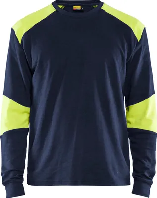 Produktbild von Blakläder® Flammschutz Langarm Shirt Marineblau/Gelb 3457 1761, Farbe:marineblau/high vis gelb, Größe:L