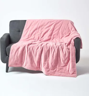 Immagine prodotto di HOMESCAPES Coperta imbottita in velluto rosa - Copriletto in velluto di cotone, 125x150 cm