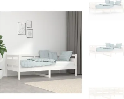 Image de vidaXL Lit de jour blanc pin massif 90x190 cm - Lits et Sommiers