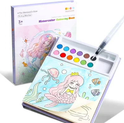 Produktbild von Aquarell Malbuch Kinder Meerjungfrau – Malset mit Wasserfarben ab 3 Jahren