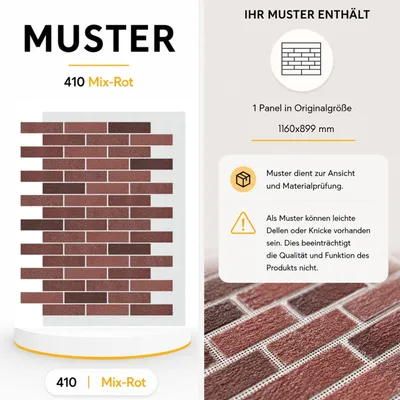 AMK Muster-Paneel 410 Mix Rot – Marmorgranulat-Oberfläche in Originalgröße
