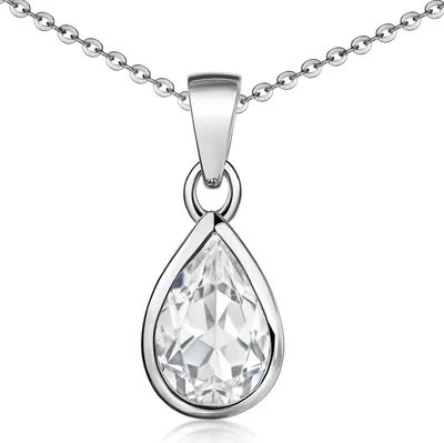 Produktbild von MATERIA by Matthias Wagner weißer Topas Anhänger Tropfenform 925 Silber wahlweise mit Kette KA-274-Weiß