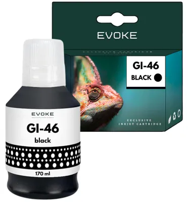 Image de Cartouches d'encre Evoke pour imprimantes Canon, modèle GI46, noir, 170 ml, rendement de 6000 pages, compatibles avec les modèles Maxify GX3040, GX4040, GX4050, GX5040, GX5050, GX6040, GX6050, GX7040, GX7050