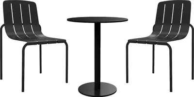 Produktbild von Metall-Gartenset: Tisch Ø 60 cm und 2 Klappstühle – Schwarz – BALVORA von MYLIA