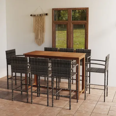 Produktbild von ZMH 9-tlg. Gartenbar-Set Grau