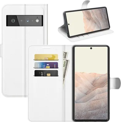 Produktbild von König Design Hülle kompatibel mit Google Pixel 6 Pro Kunstleder Handyhülle - Handy Case Weiß