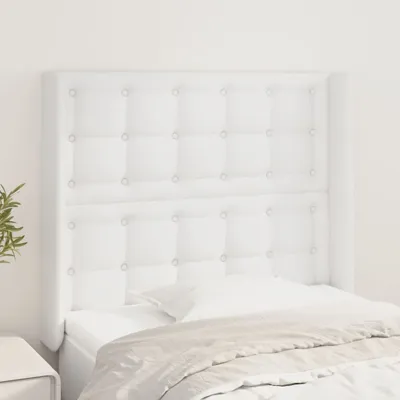 Produktbild von vidaXL Kopfteil mit Ohren Weiß 93x16x118/128 cm Kunstleder - Kopfteil - Kopfteile - Bett-Kopfteil - Bettkopfteil