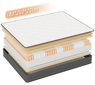 Productafbeelding van Matras - Koudschuimmatras - Pocketveringmatras - Tweepersoonsmatras - 7-Zones Matras - 140x200 cm