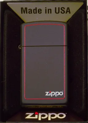 Obrázok produktu pre Zzapalovač ZIPPO BLACK MATTE RED BORDER LOGO SLIM 60001438