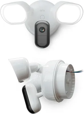 Produktbild von Arlo Pro Kabelgebundene Flutlicht-Kamera, 2er Set, IP-Sicherheitskamera, Draußen, Kabelgebunden, Decke/Wand, Weiß, Glühbirne
